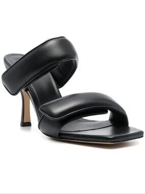 GIA BORGHINI X Pernille SANDALS 39 9 Square Toe Double Strap Black Leather NEW